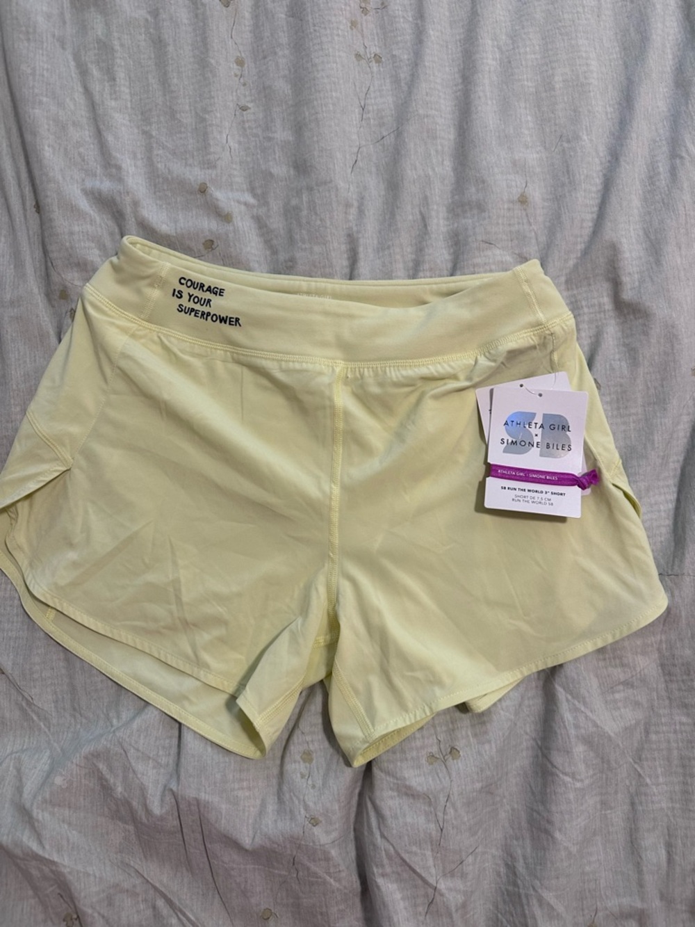 Athleta Girl x Simone Biles Pale Yellow Athletic Shorts